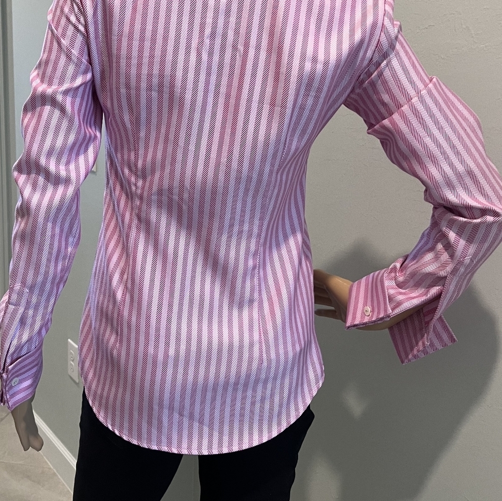 Theory 5 Button Front Herringbone Weave "Ivy" Blouse in Size Petite. NWT - Picture 10 of 16